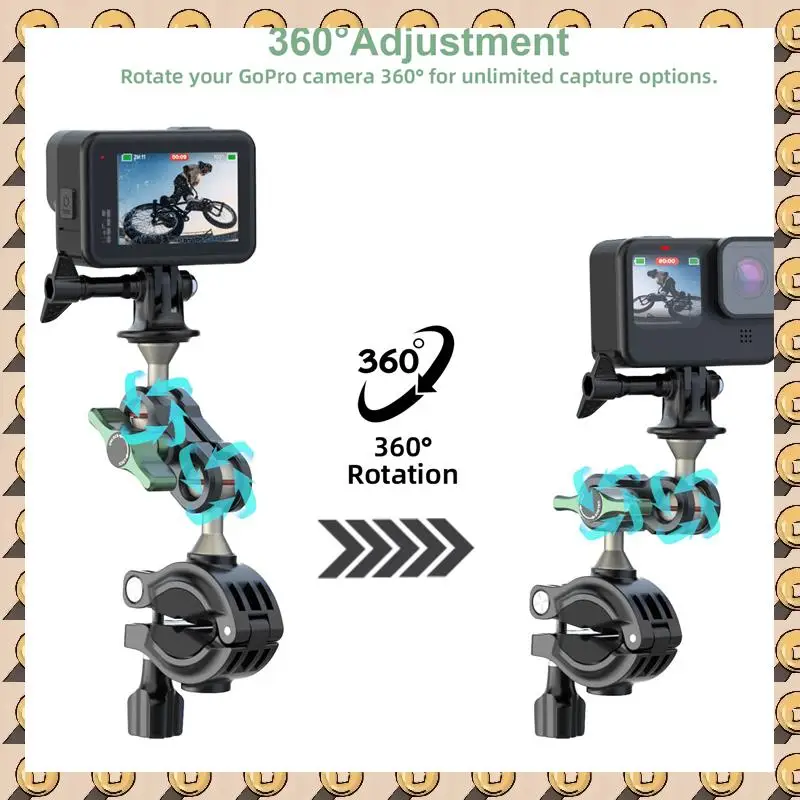 A003 دراجة نارية دراجة قوس مزدوج الكرة رئيس الذراع السحري ل Gopro 12 عمل كاميرا استبدال الملحقات