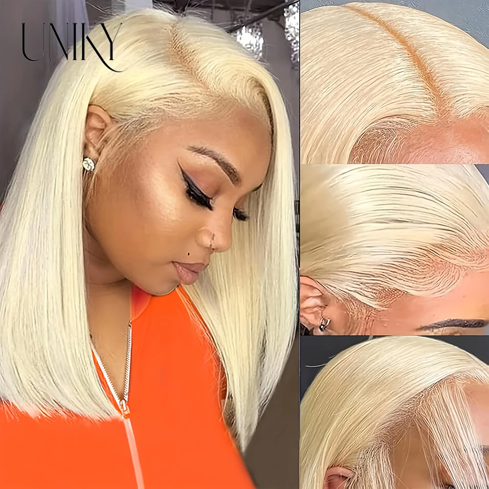 

Blonde Bob Wig Human Hair 613 Lace Front Wig Human Hair T-Part Lace Frontal Wigs Human Hair Pre Plucked With for Women 12 Inch