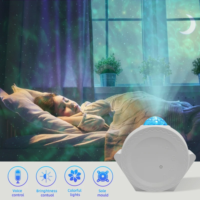 Smart Starry Sky Projector Galaxy Projector 3in1 Night Light Ocean Voice Music Control LED Lamp For Kid Gift Smart Life