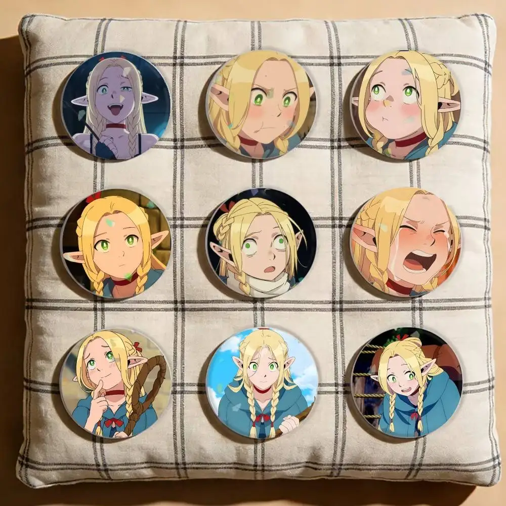 

Delicious in Dungeon Marcille Laser Badge Creative Pins Brooch for Bag Clothes Hat Decor Gifts Fans Collect