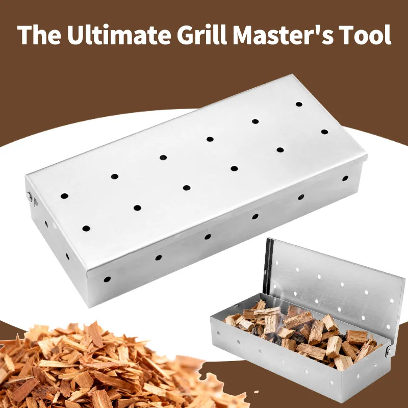 

Коробка для курильщика для газового гриля, древесной щепы, коробка для курильщика из нержавеющей стали, гриль с дымчатым вкусом, коробка для курильщика, аксессуары для барбекю