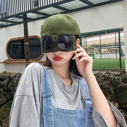 Letnia czapka z daszkiem damska czapka typu Aviator z goglami Unisex okulary przeciwsłoneczne czapka męska czapka typu Baseballcap chłopięca