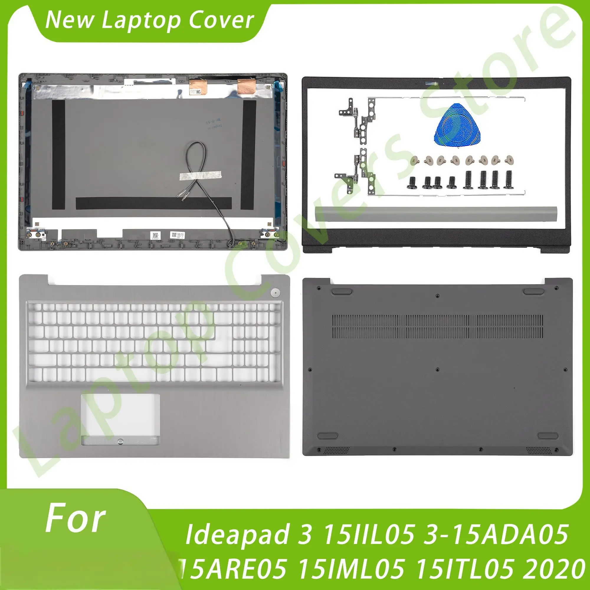 AP1JV000230 For Ideapad 3 15IIL05 3-15ADA05 15ARE05 15IML05 15ITL05 2020 LCD Back Cover/Bezel/Palmrest/Bottom Silver GS552