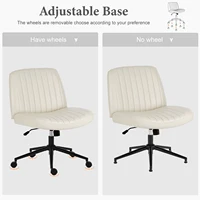 JHK Armless Cross Office Chairs with Wheels PU Leather Swivel Living Room Desk Chair Height Adjustable Support Seat Furniture 6