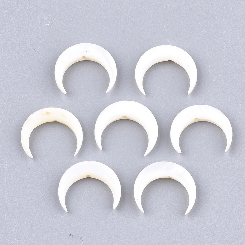 50pcs Ivory Freshwater Shell Beads Double Horn/Crescent Moon Shape Bead for jewelry making 10~11x12~12.5x2.5~3mm, Hole: 1mm F80