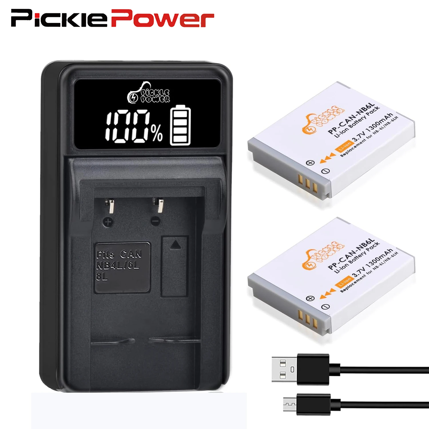 Pickle Power NB-6L NB-6LH Battery for Canon PowerShot SX530 HS, SX710 HS, SX700 HS, SX610 HS, SX600 HS, S95 , Charger for NB6L
