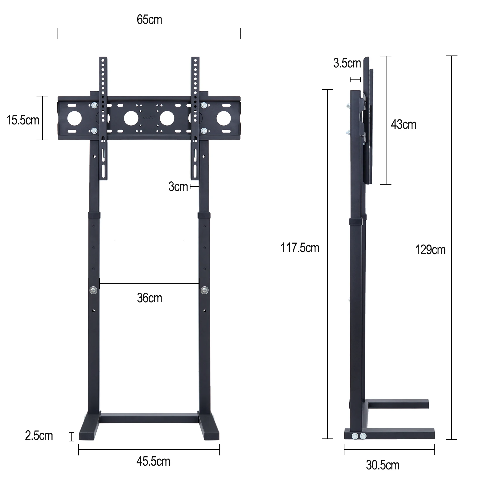 Imagem -04 - Suporte de Chão para tv Suporte Alto para tv com Altura Ajustável Suporte para tv Independente para Telas Lcd Led de Tela Plana de 32 65