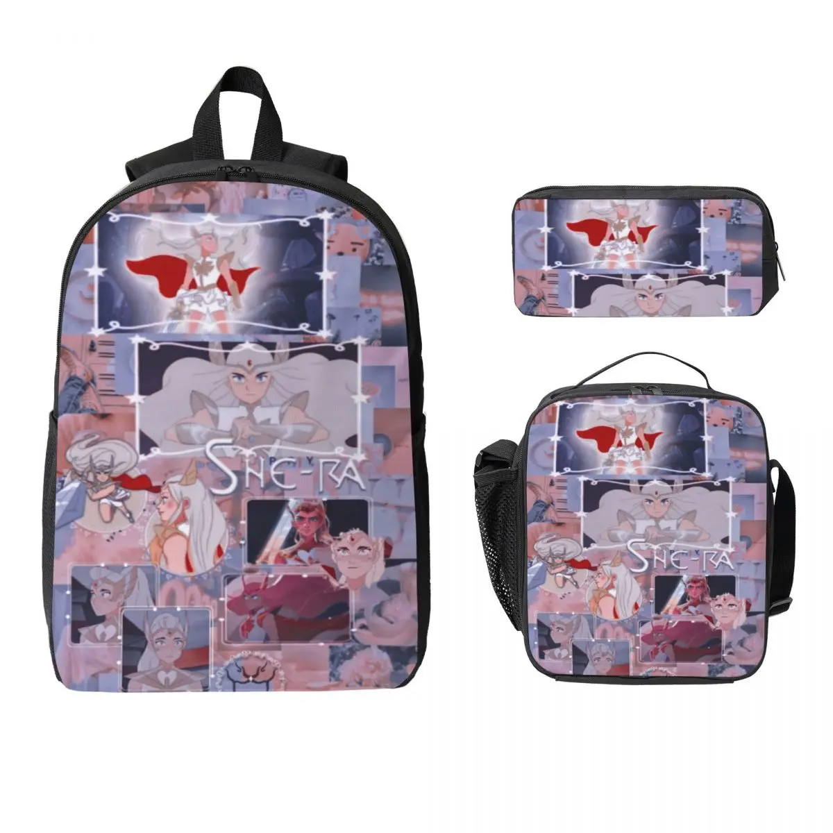 3Pcs She-Ra And The Princesses Of Power Accessories Backpack Set Pen Bags Bookbag Sets with Lunch Box
