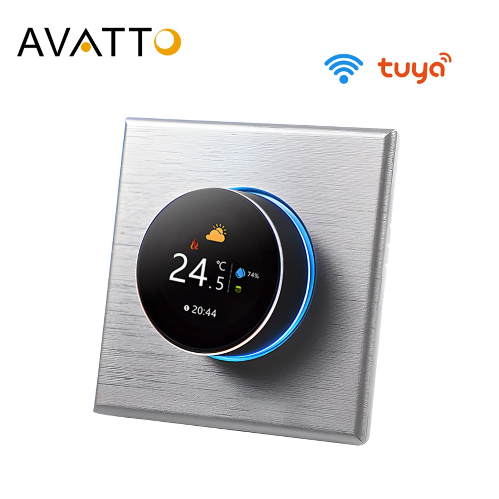 AVATTO Tuya Color Screen Knob WiFi Thermostat Smart Water/Electric/Gas Boiler Temperature Control Work with Alexa Google Home