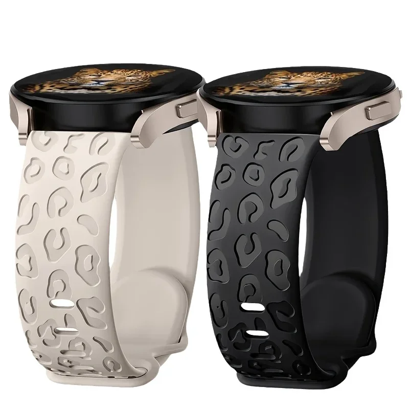 22mm 20mm Engraved strap For Samsung Galaxy Watch 6 43mm/4/5/pro/Active2 Leopard silicone Bracelet Huawei gt2 2e 20mm watch Band
