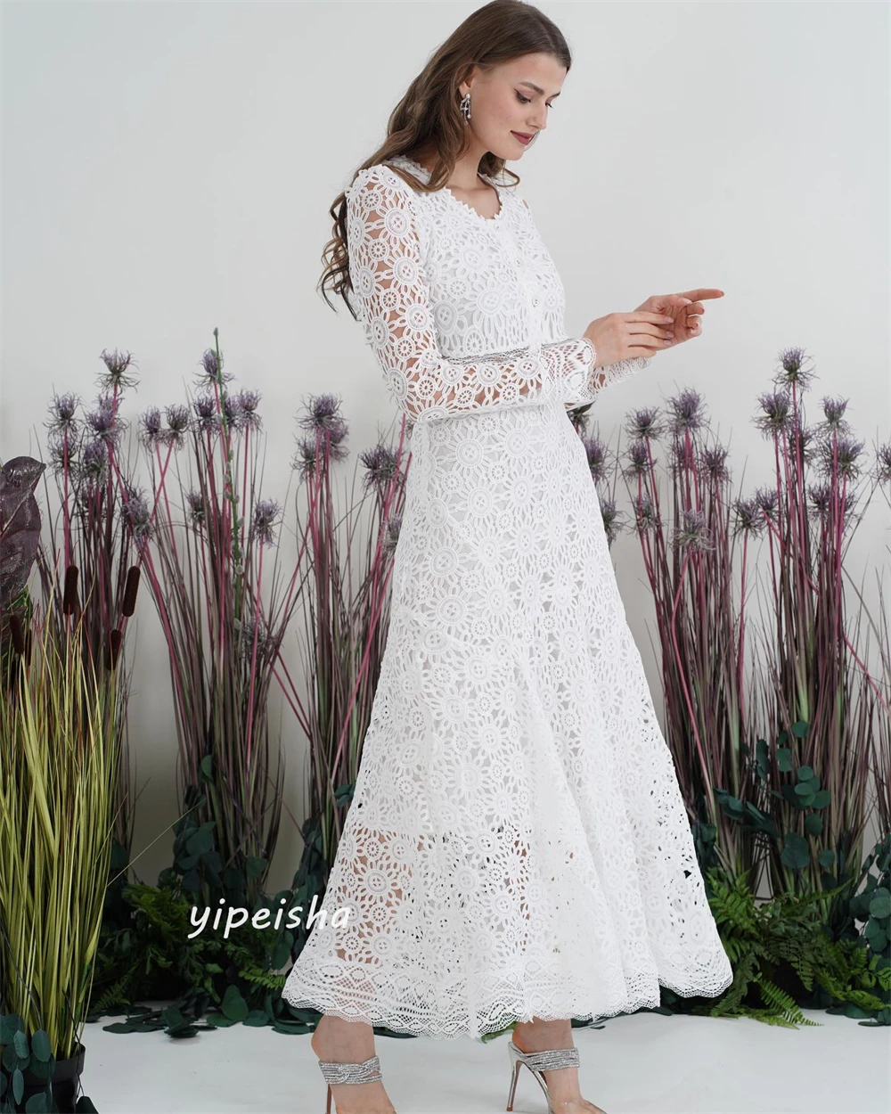 Jiayigong renda Quinceanera A-line leher O acara Bespoke panjang pergelangan kaki