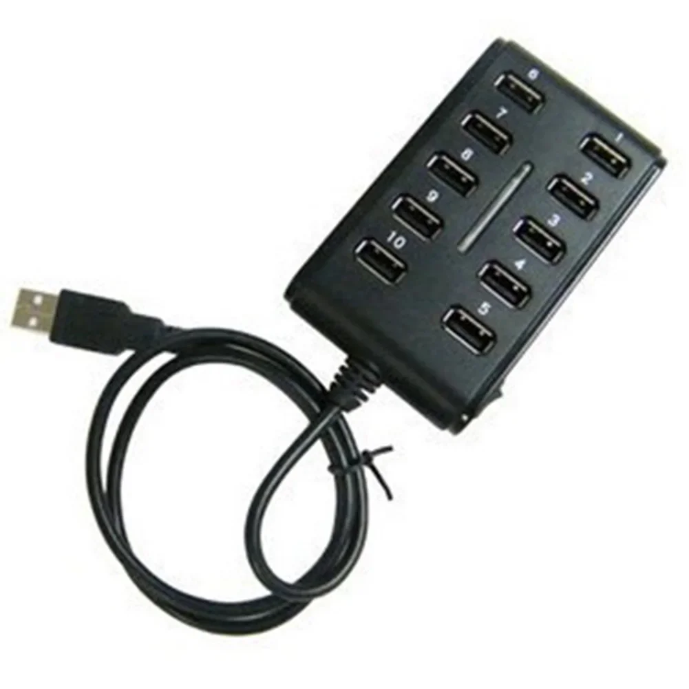 Концентратор USB 2.0, 10 портов, многофункциональный компьютерный USB-концентратор, портативный USB-разветвитель для ПК, ноутбука
