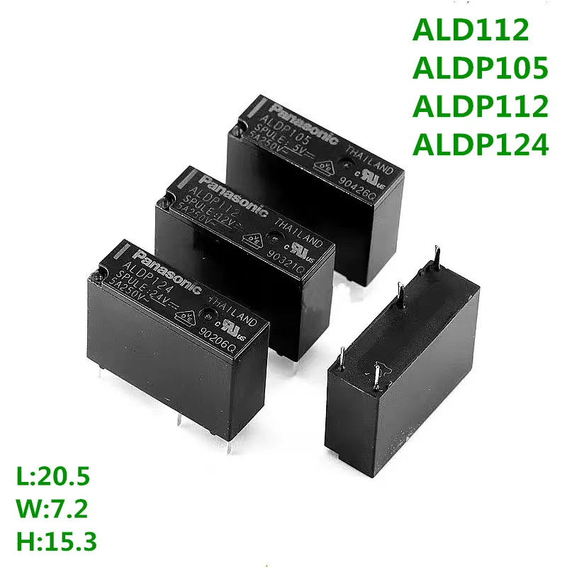 

100pcs/lot New Original relay ALDP105 ALDP112 ALDP124 5A 250V 4PIN 5V 12V 24V Power Relays Replaceable G5NB-1A-E HF46F-024-HS1