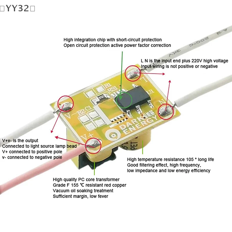 [-YY32]: LED Driver 3-9W 3-18W 120mA و110mA إضاءة إمداد الطاقة للسائق LED قطاع الضوء DIY
