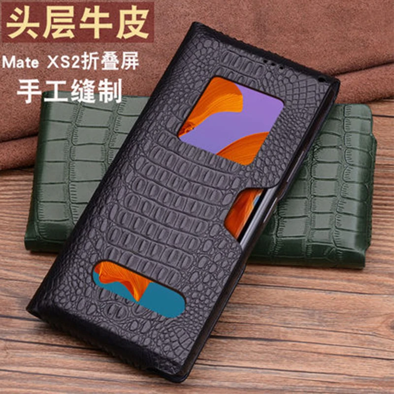 

New Luxury Genuine Leather Pouch for Huawei Mate xs2 cow Leather funda skin for Huawei Mate XS 2 coque capa cellphone bag cover