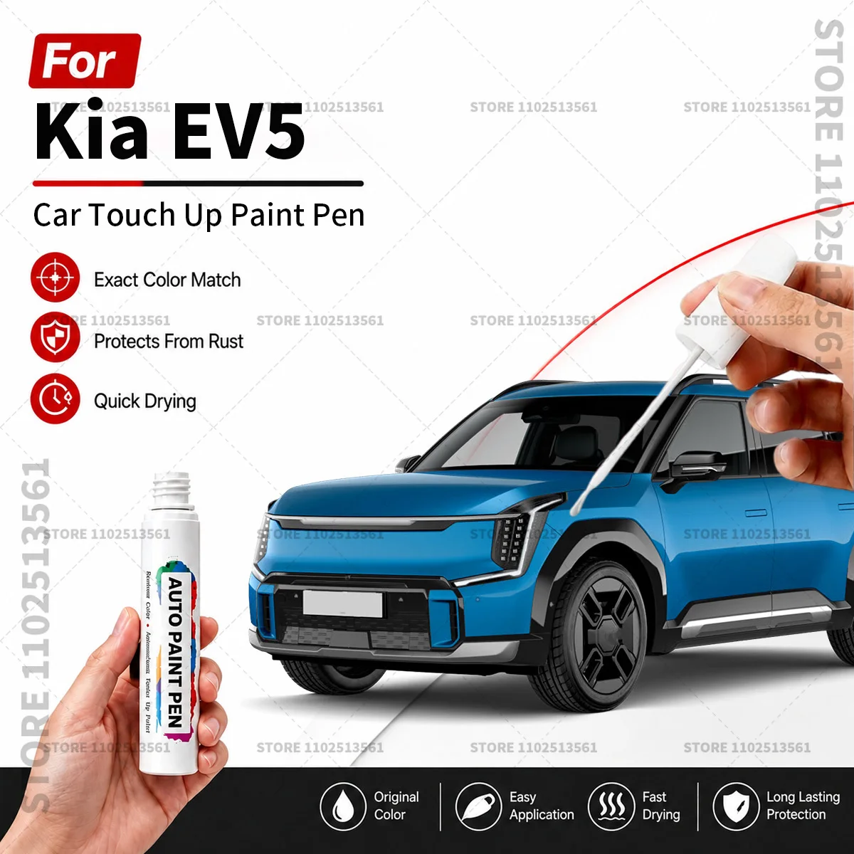 For Kia EV5 White  Black Vehicle Paint Touch Up Pen Car Scratch Remover Repair Marker Waterproof DIY Auto Body Maintenance Tool