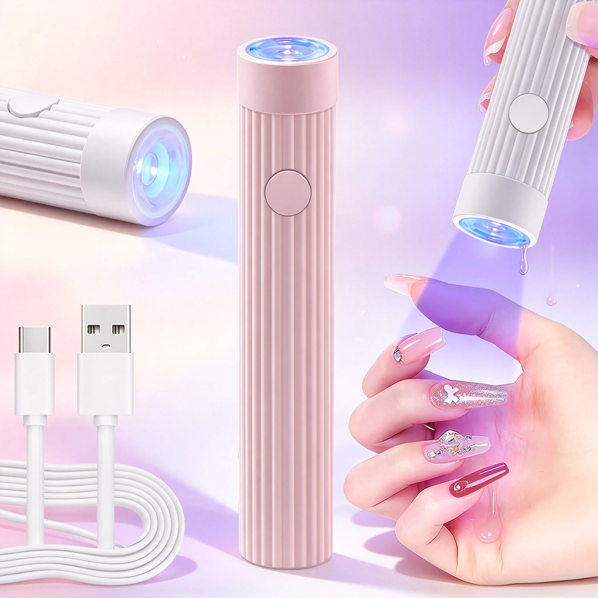 Professional LEDUV Nail Lamp Mini Chargeable Portable Machine Family Handheld Quick Drying Varnish Gel Polish Curing Nails Dryer