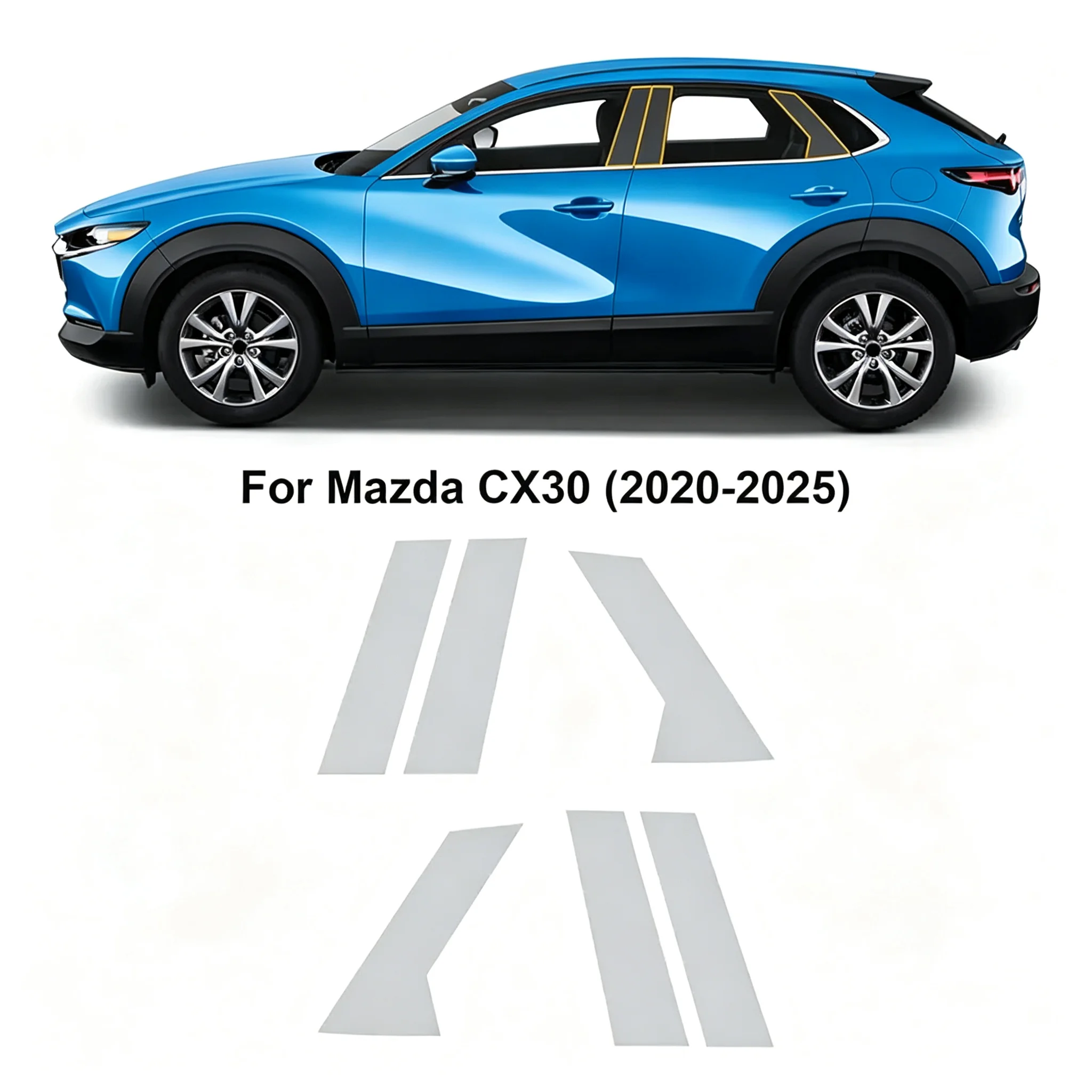 Für Mazda CX30 CX-30 2020-2025 Scheinwerfer Rückspiegel B C Säulen Transparente TPU-Schutzfolie PPF Anti-Kratz-Folie – Detail 5