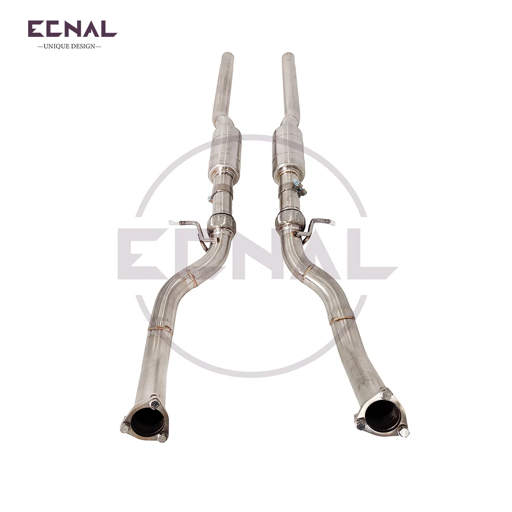 Ecnal Exhaust Front Pipe with Resonators for Audi A8 D4 3.0T 2012-2018 High Performance SS304 Sport Exhaust System