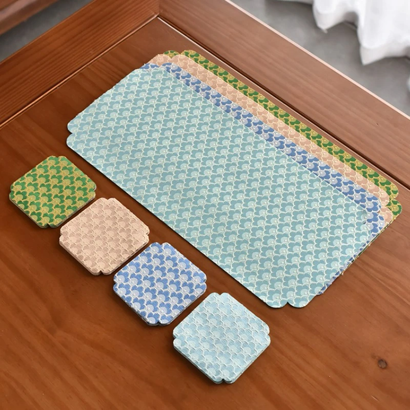 

Chinese Style Tea Towel Vintage Coaster Table Mats for Tea Drink Heat Insulation Anti-slip Placemats Home Decoration Accessories