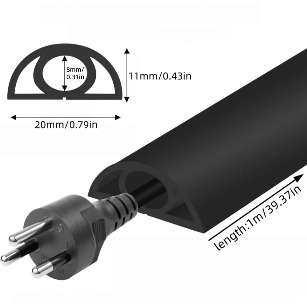 1pc 1mX2cm Soft Pvc Protector Floor Cable Raceway Cable Concealer Wire Hiders Duct Wall Cord Cover Sleeve To Hide Wall Mount