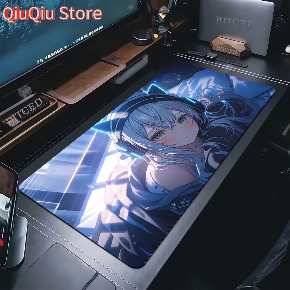 Großes Gaming-Mauspad, niedliches Anime-Mädchen, Tastatur-Mauspad mit Rastkante, Gamer, rutschfestes Computer-Mauspad, Kawaii-Schreibtischunterlage, Teppich