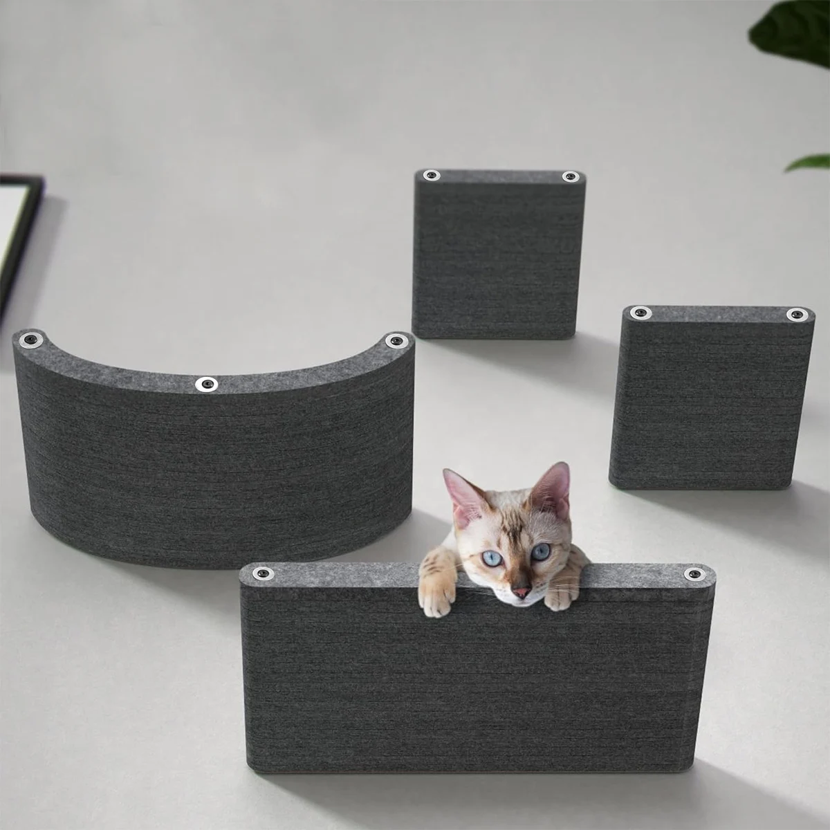 

Wall Mounted Climbing Shelf Felt Cat Bed Cover Floating Perch Curved Shelf 100% Sustainable Scratching Furniture for Indoor Cat