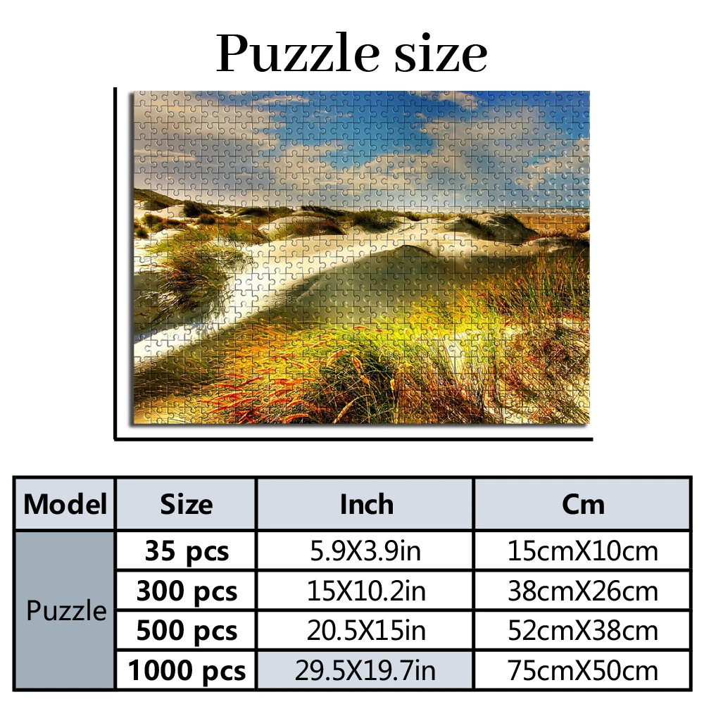 Personalized Custom Photo Puzzle Customized Seaside Dune Vegetation Landscape Theme Puzzle for Adults Kids Toys