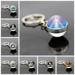 Virgin Mary Key Chain Pendant Fashion Versatile Double-sided Glass Pendant Key Chain Pendant