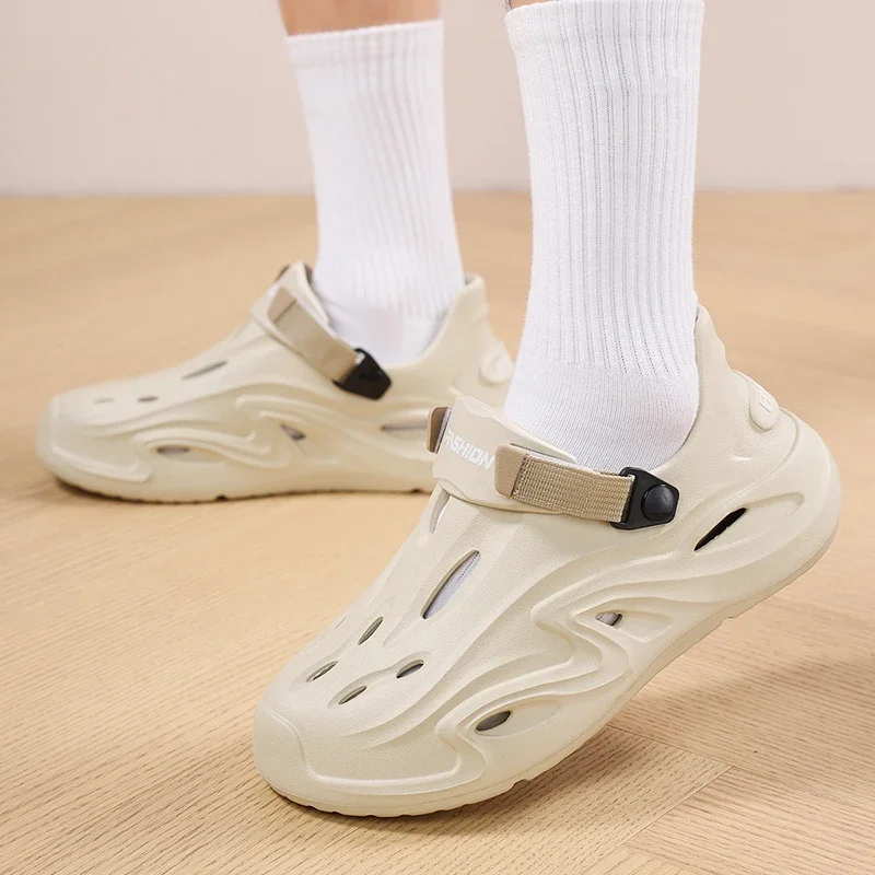 ملابس خارجية صيفية للرجال، نعل سميك، غير قابل للانزلاق، صنادل شاطئ مقاومة للاهتراء للرجال