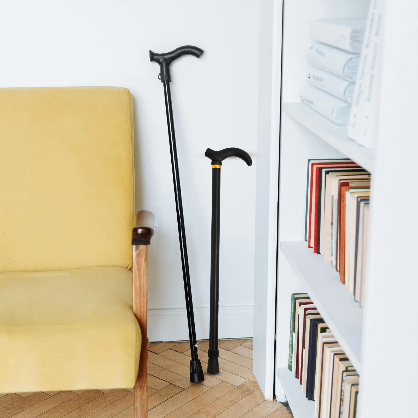 Lightweight Aluminum Alloy Adjustable Walking Cane Two-Section Collapsible Design Ergonomic Anti-Slip Handle for Seniors Hiking