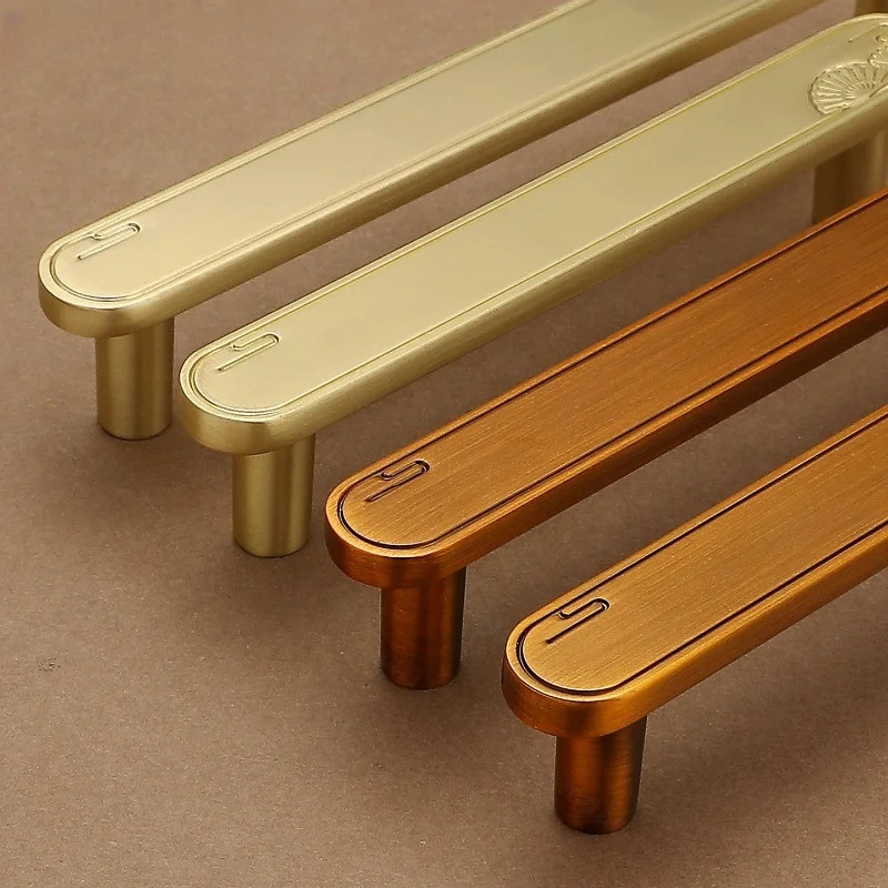 Zinc Alloy Golden Cabinet Pull New Chinese Style Retro Drawer Handle for Wardrobe TV Cabinet Entryway Furniture Hardware