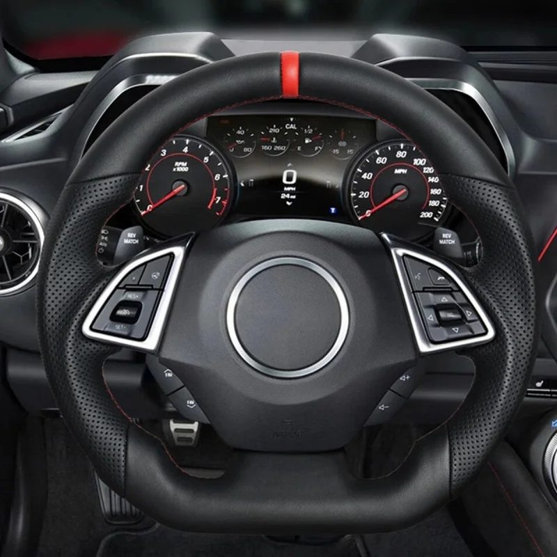 Best SellingHigh Popular Black Leather Racing Car Steering Wheel 2016-2024High Quality