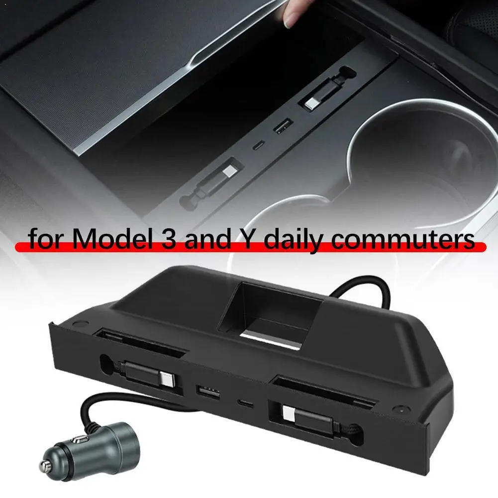 hidden-center-console-usb-hub-type-c-retractable-fast-charging-for-tesla-model-y-juniper-lr-highland