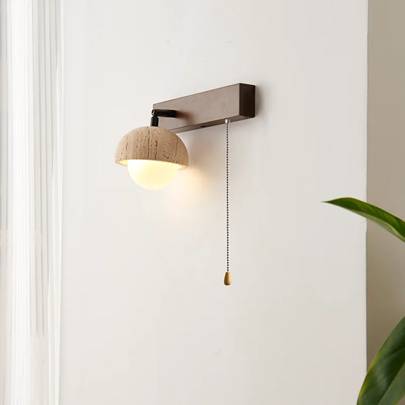 Vintage Yellow Cave Stone Wall Lamps with Zipper Switch 360 Degree Adjustable Joint Aisle Living Room Bedroom Bedside Wall Light