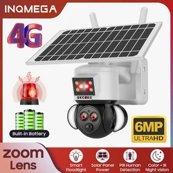 SECTEC 6MP PIR Câmera Solar Bateria Câmera de Vigilância Doméstica Ao Ar Livre com 4G Wifi Painel Solar IP66 Rua Câmeras Alarme Cor