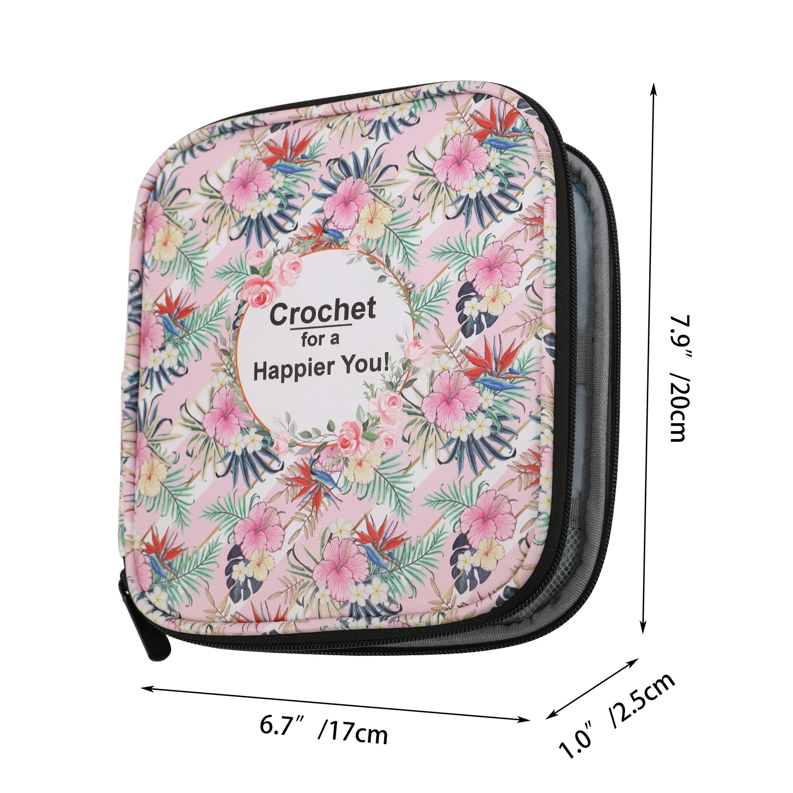 Portable Floral Hand Knitting Kit Crochet Hook Zip Waterproof Storage Bag DIY Printing Storage Bag Jumper Needle Set Storage Bag