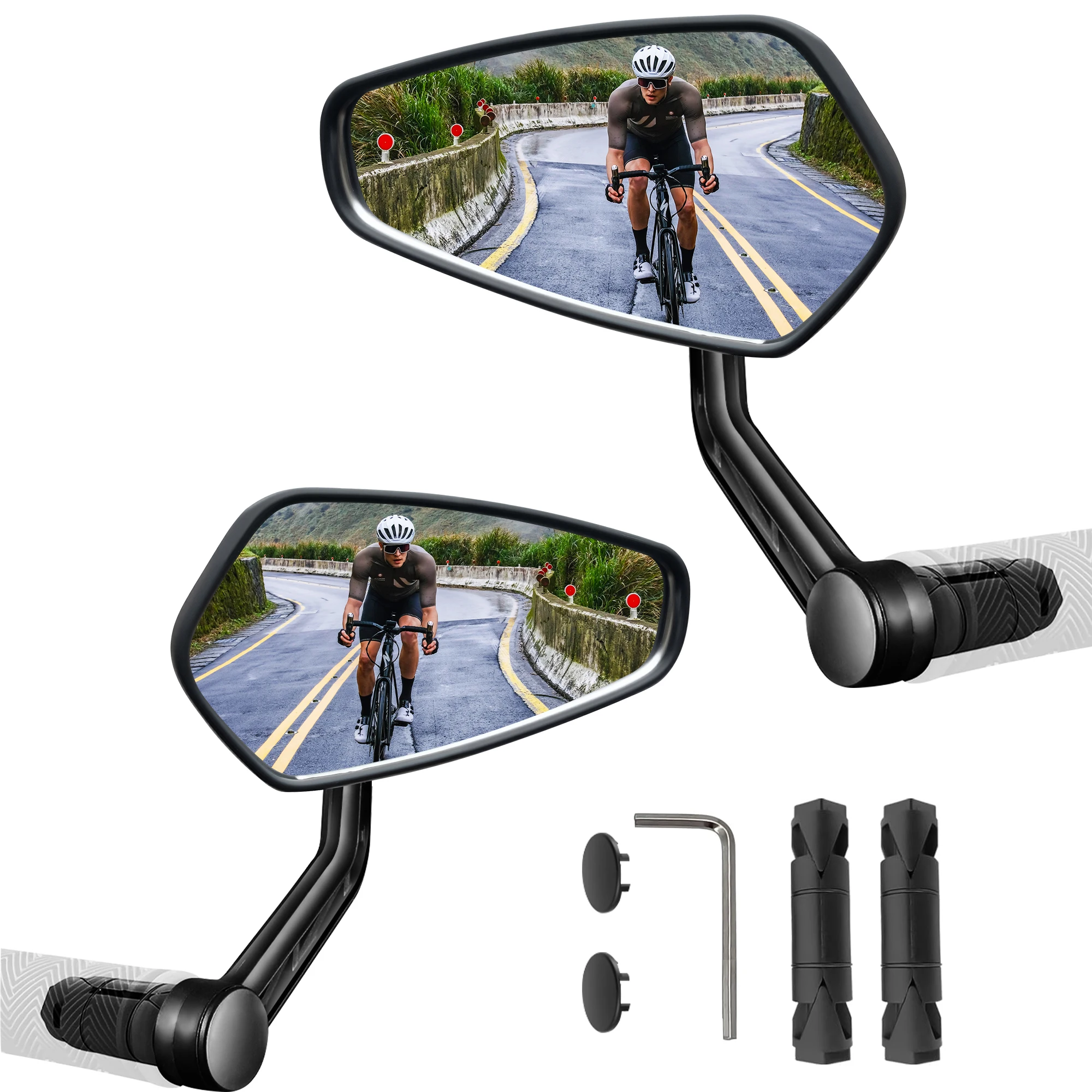 Espejo Retrovisor para Bicicleta, Espejo para Manillar, Lente de Vidrio Resistente a los Arañazos, Espejo Retrovisor Grande para Bicicleta Eléctrica