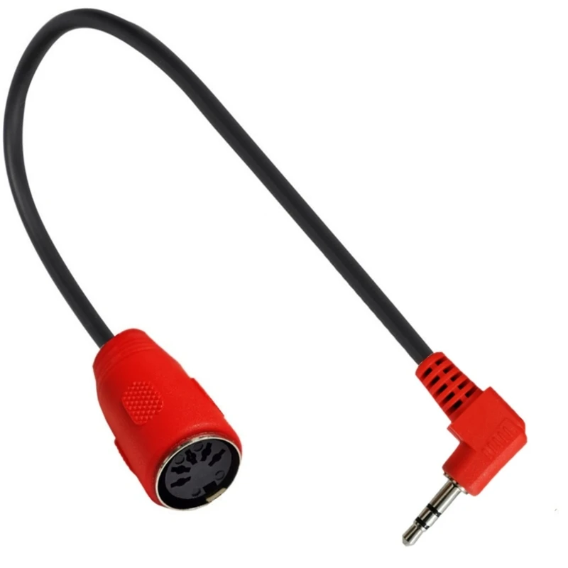 5Pin DIN Cable Female to 3.5mm TRS Male Stereo Plug 90 Degree Connection Cable for Sound Card Keyboards Piano