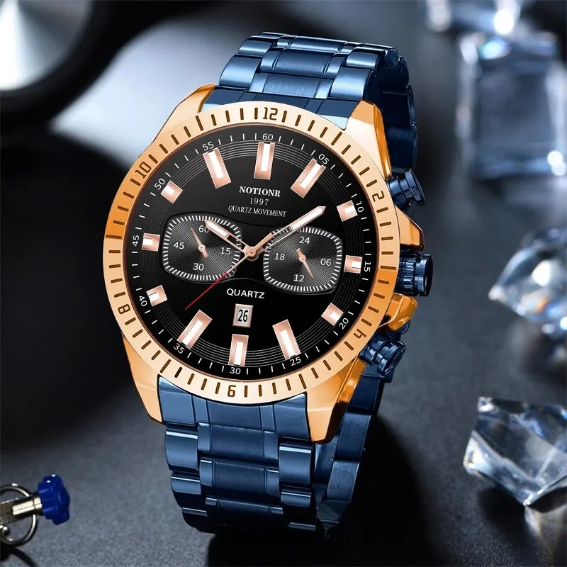 

Часы наручные мужские кварцевые, деловые повседневные Роскошные Спортивные Светящиеся с календарем