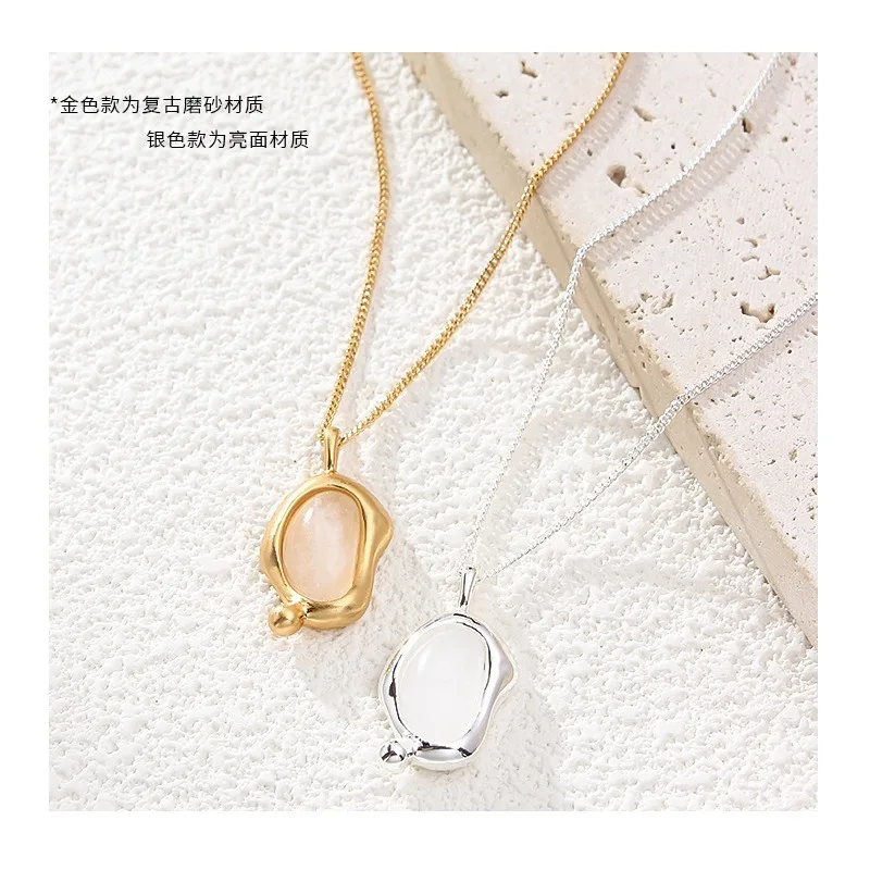 

Necklace Women's Commuter Jewelry Long Necklace White Spar Inlaid Versatile Stacked Necklace High-end Simple Accessories Women