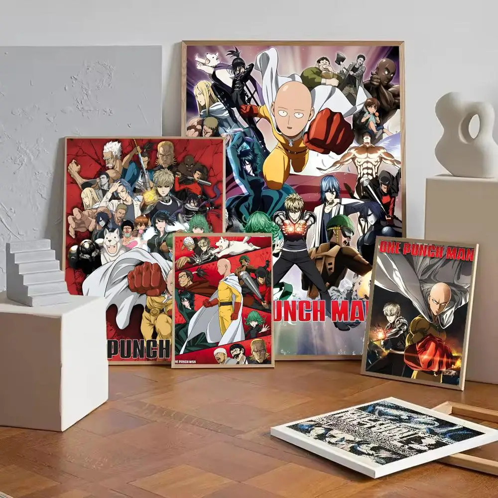 Retro Anime One Punch Man Poster Sticky Wall Art Printing Waterproof Home Living Bed Room Aesthetic Decor