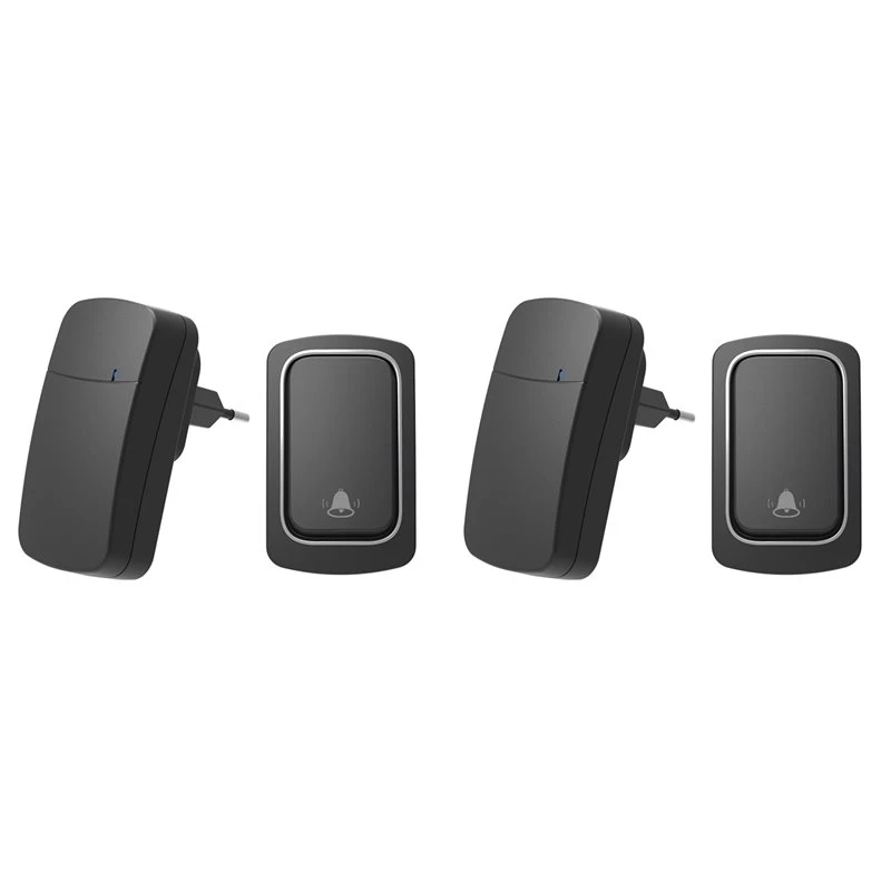 2x-自己電源式ワイヤレスドアベル-バッテリー不要-防水ドアベルチャイム-高齢者呼び出し器-ホームセキュリティデバイス-euプラグ-エレクトリック