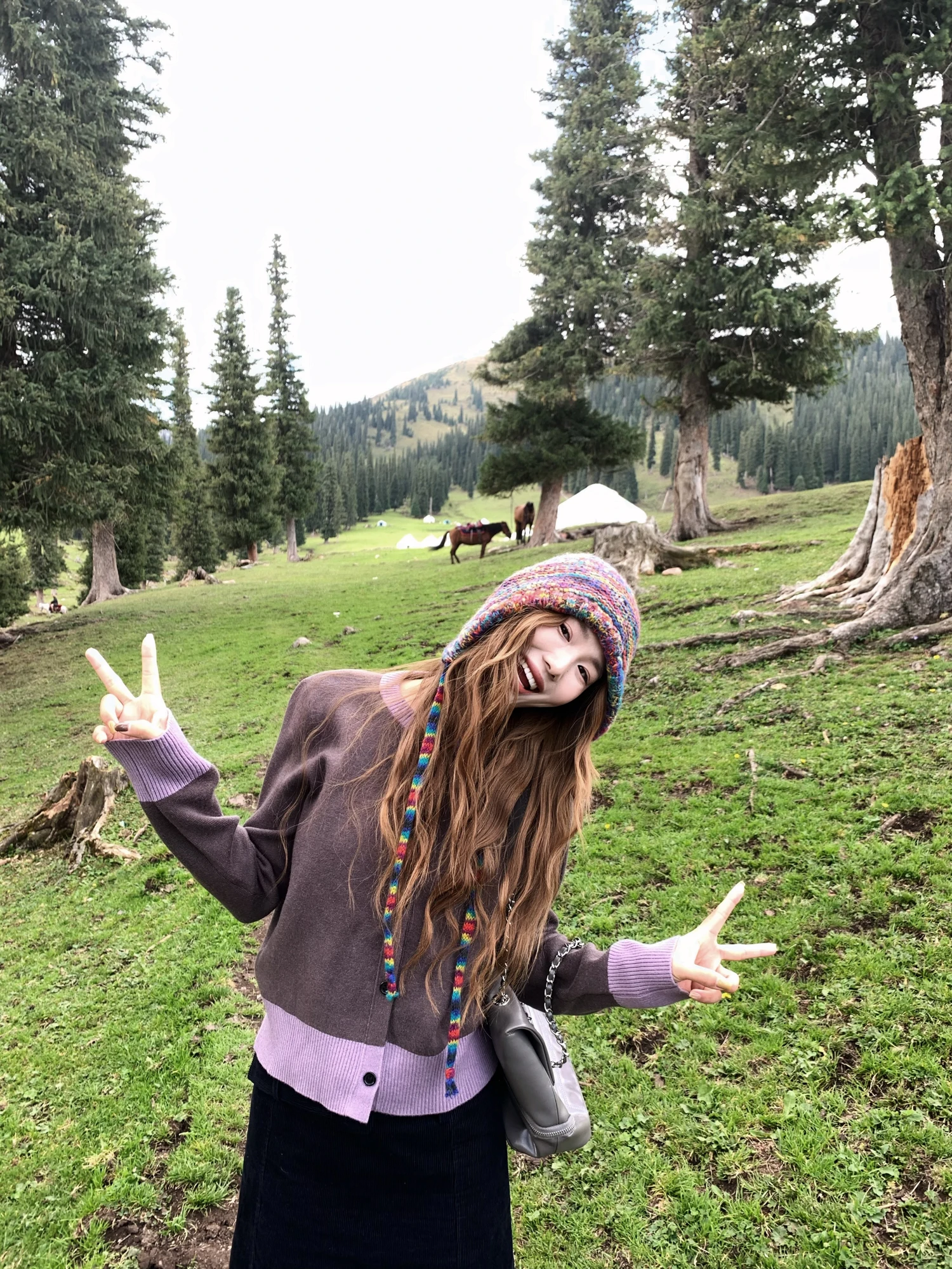 

Nini Sle Knitted Cardigan Color Blo round Ne Open Front Warm Polyester Blend Long Sve Women's Faion Casual Knitwear