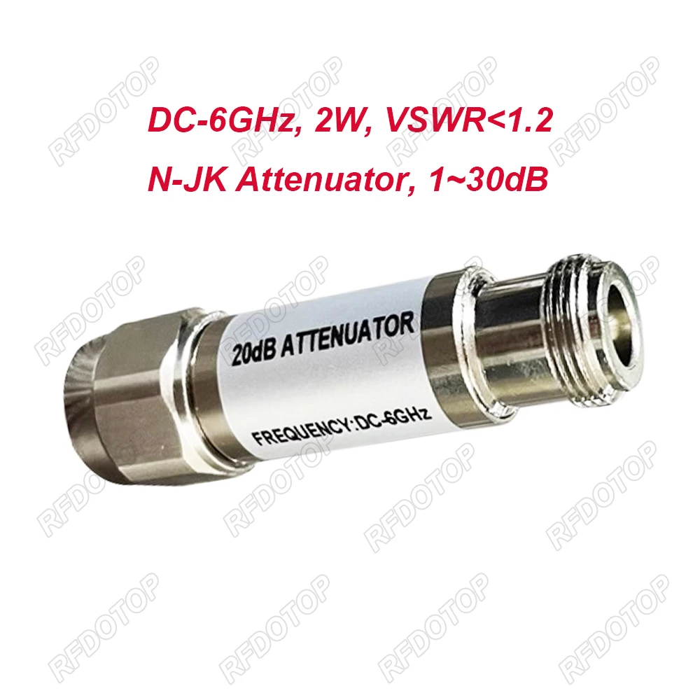 DC-6GHz 2W N Type Attenuator 3/5/6/10/15/20/30dB N Male to N Female Connector RF coaxial Attenuator VSWR≤1.2 50 Ohm