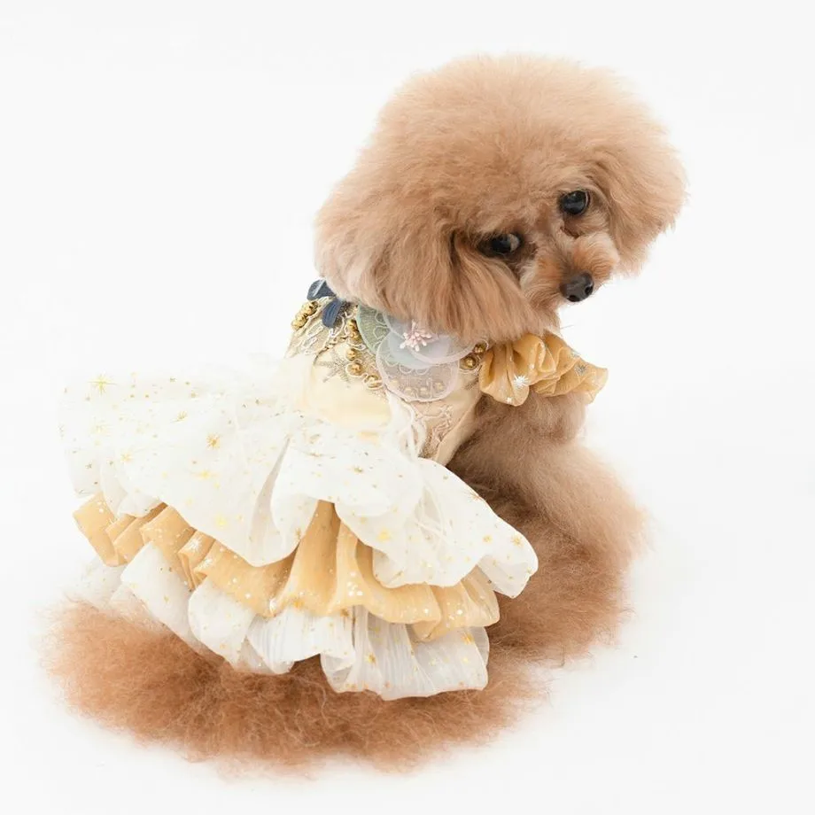 

Handmade Dog Clothes Pet Supplies Princess Dress Adorable One Piece 3D Flowers Feather Stars Bubble Skirt Tutu Yorkie Maltese