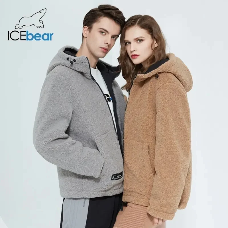 icebear 2023 winter new women\'s jacket short cotton coat polar fleece jacket unisex brand clothing MWC20966D