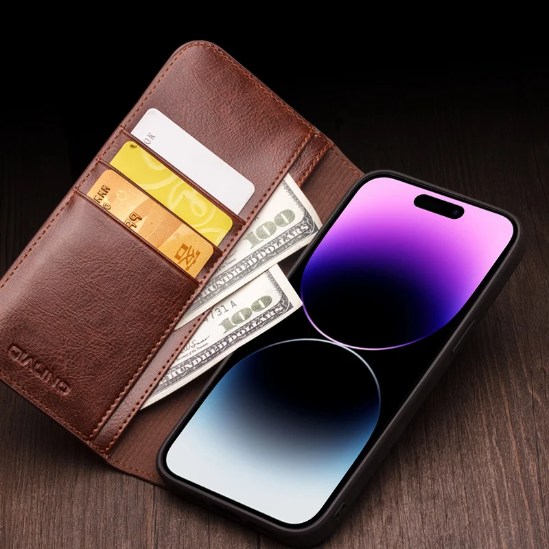 Honxury Genuine Leather Flip Case for iPhone 15 14 13 12 Pro Max Handmade Cover with Card Slots Case for iPhone 11pro 14 15 Plus