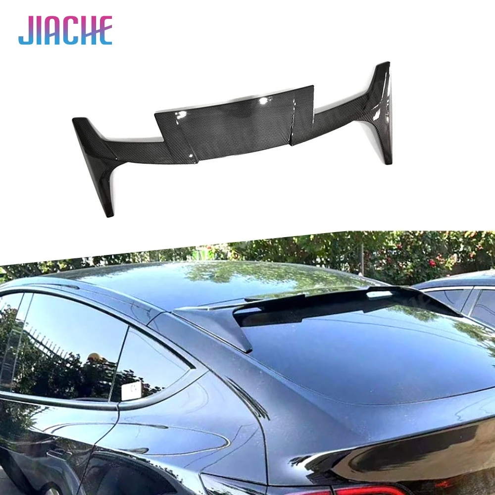 

ABS Carbon Look Rear Trunk Roof Spoiler Wing for Tesla Model Y 2020+ Gloss Black Car Rear Boot Roof Spoiler Modification