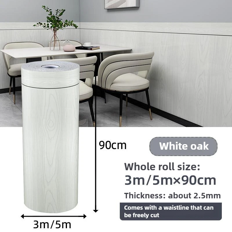 

90cm x 3m Roll PVC Self-Adhesive Wall Paneling, Waterproof Marble Tile Look Wainscoting, Peel Stick DIY Wall Renovation
